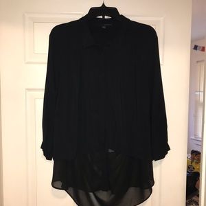 Black 2 layer button up with partially open back